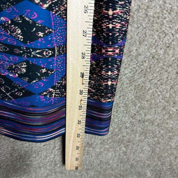 Nanette Lepore Sheath Dress Size 0P Blue/Black Printed Short Sleeve Notch V Neck - Picture 6 of 12